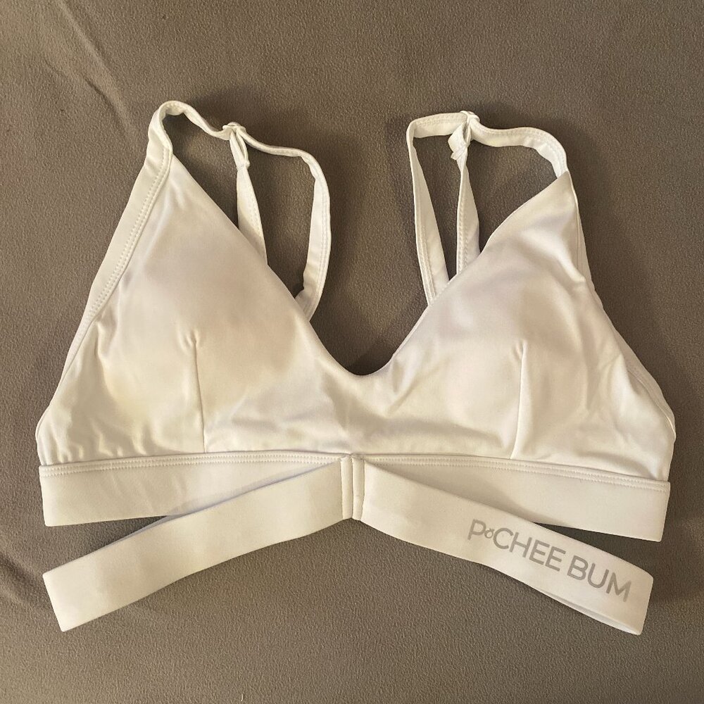 NEW pcheebum white cross front cutout sports bra
